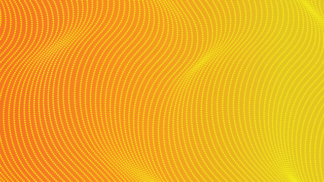 Wavy orange and yellow gradient dot pattern background, abstract dots