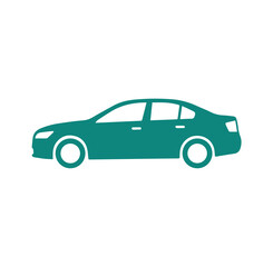 Fototapeta premium Detailed side view silhouette graphic of a modern sedan automobile with driveway