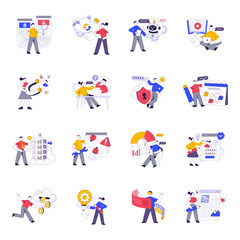 Fototapeta premium Set of Seo Flat Illustrations