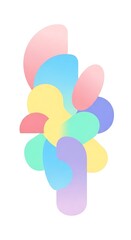 Fototapeta premium A vibrant abstract composition of layered, organically shaped pastel forms. Gradients create a soft, airy feel, with a clean white background