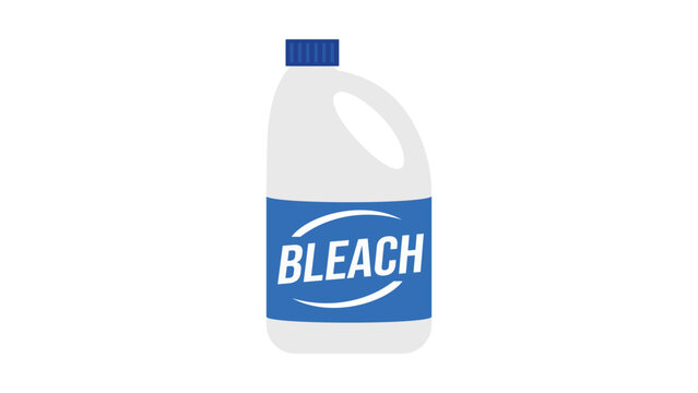 Minimalist hand-drawn vector icon illustration of a bleach bottle for household cleaning products, isolated on a white background, perfect for laundry service and hygiene marketing materials.