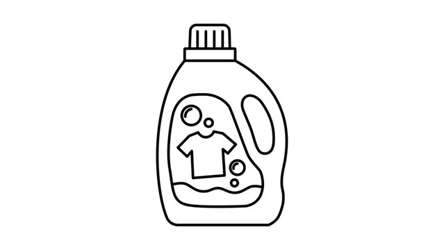 Professional laundry detergent bottle vector icon with editable stroke weight. This hand-drawn illustration features an adjustable line design ideal for cleaning product labels and apps.