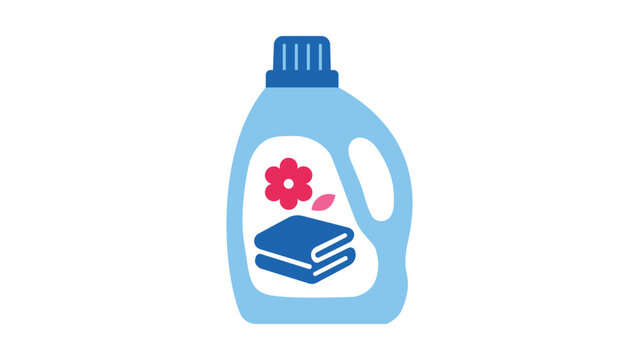 Minimalist vector icon illustration of a fabric softener bottle for laundry care. This clean hand-drawn line art design is perfect for cleaning service branding and household maintenance apps.