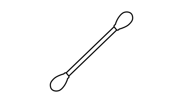 Professional cotton swab vector icon featuring editable stroke, sanitizing bud illustration for beauty and skincare routines, adjustable line weight scalable minimalist line art design element.