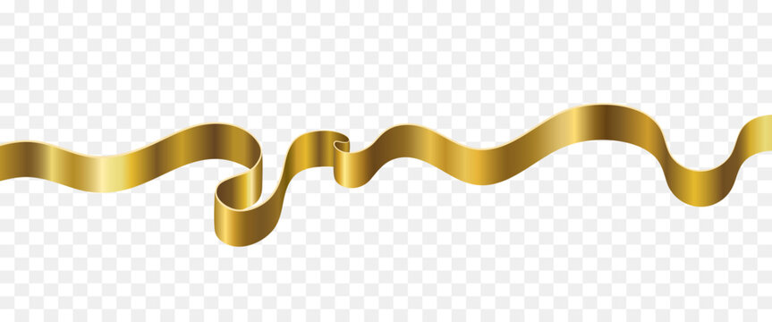 Gold ribbon on a transparent background. 3D vector ribbon.