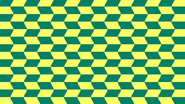 Hypnotic Green and Yellow Geometric Pattern with Op Art Illusion and Psychedelic Visual Effect, Perfect for Animated Backgrounds or Digital Art Projects