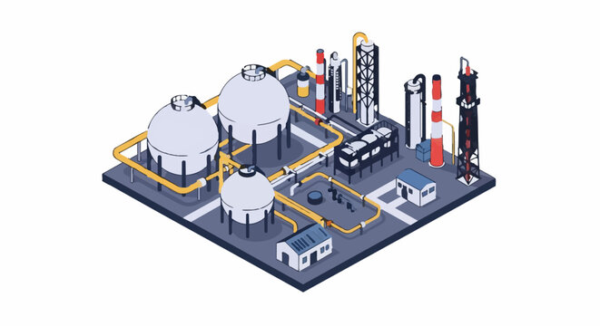 Industrial Chemical Plant with Storage Tanks and Pipelines 3.