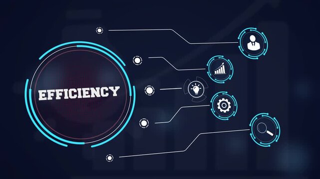 Maximizing business efficiency and operational productivity through a digital interface with futuristic icons of professional workflow and resource optimization