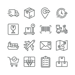 Fototapeta premium Collection of logistics and delivery service vector icons