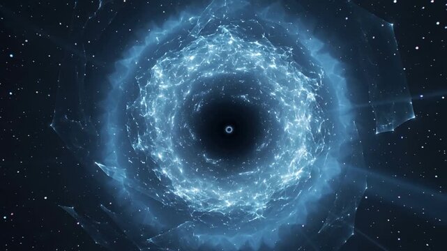 Forming luminous vortex expanding in space as ring brightening revealing dark core, ribbons, beams