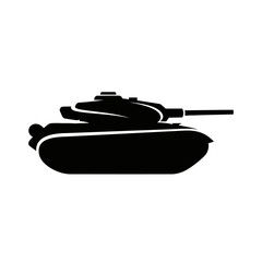 Fototapeta premium Silhouette of a modern military tank, isolated on white background