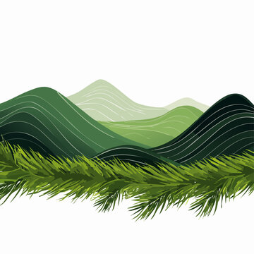 Green Rolling Mountains with Pine Needle Forest Border