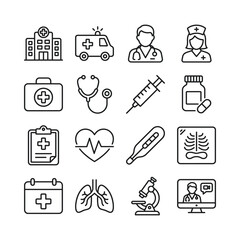 Fototapeta premium Medical icons vector collection doctor hospital ambulance