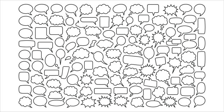 Intricate doodle pattern a dense collection of hand drawn speech bubbles and shapes