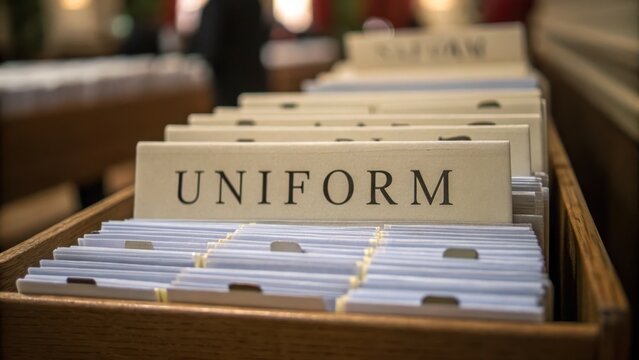 Organized filing system for uniform documents in a library setting