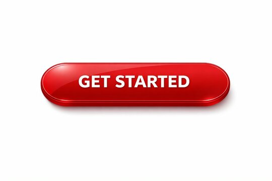 A vibrant red button labeled get started for user engagement or call to action.