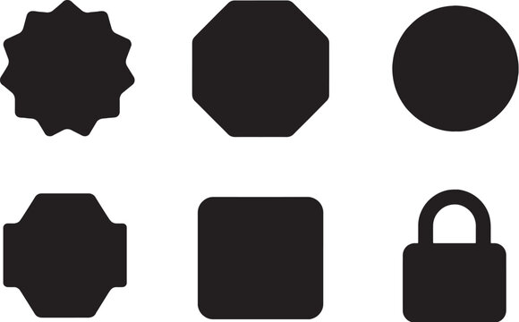 Mission status icons set solid silhouette success failure pending active completed locked minimal UI symbols