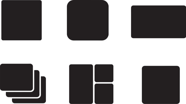 Data tile shapes silhouette set black vector abstract UI tiles geometric layout blocks minimal interface bundle
