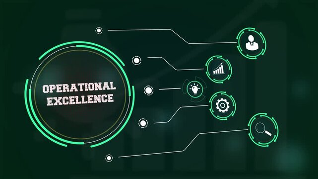 Achieving operational excellence in business through a digital interface with futuristic icons of professional workflow and strategic process optimization