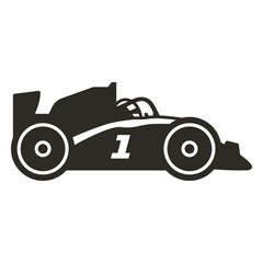 Obraz premium Silhouette of a race car with number one