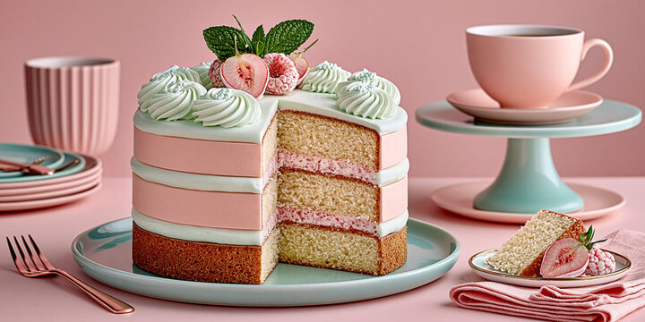 Layer Cake Dessert Collection with Cream and Berries