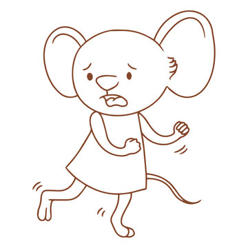 Cartoon mouse running scared