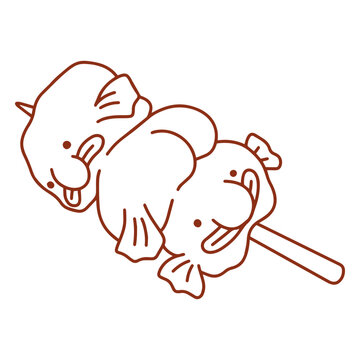 Japanese brochette blobfish on a stick