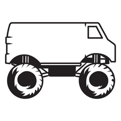 Image of a monster truck in black and white © Vexels