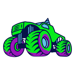 Green and purple monster truck © Vexels