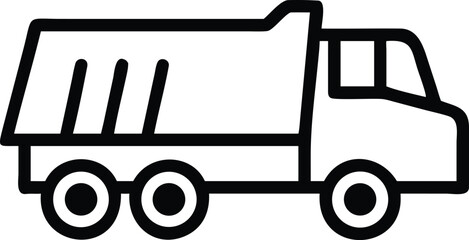 Web icon app icon Black line art icon of a dump truck on white background vehicle transport © TUTUL