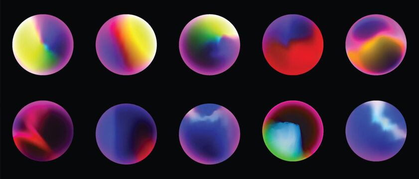 Abstract colorful sphere pattern with gradient colors and lines