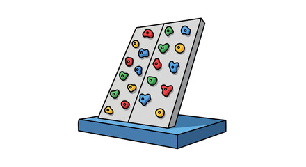 Indoor Climbing Wall with Colorful Holds for Bouldering and Fitness © Rain