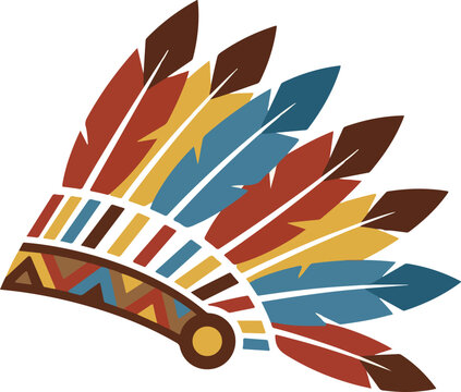 Colorful native american headdress with feather fan war bonnet white background headdress