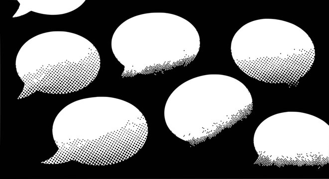 Abstract Speech Bubbles on Black Background - Communication, Dialogue, Ideas