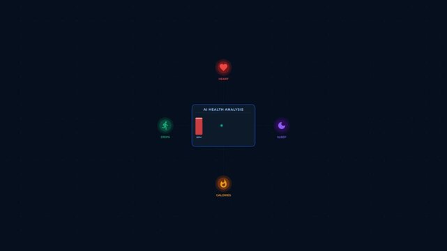 Animated Bar Chart Growth on Dark Digital Dashboard Interface