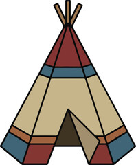Traditional native american teepee tent with geometric patterns american indian flat design © Nisha