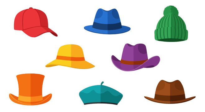 Collection of Diverse Hats: Caps, Fedoras, Beanies, Berets, and More