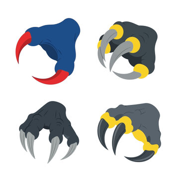 Monster Claws Set: Fierce Beast Paws with Sharp Talons and Red, Blue, Yellow Accents