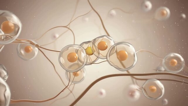 Fat cells (adipocytes) expanding as excess lipids accumulate inside