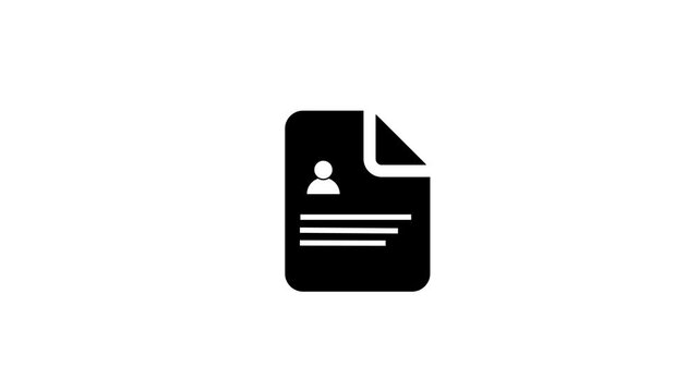 Professional resume document icon animation background transparent digital use