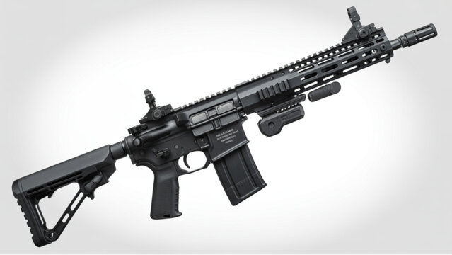 Black rifle with magazine and accessories assault rifle
