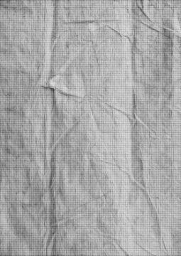 Large vector halftone creased paper texture with a transparent background