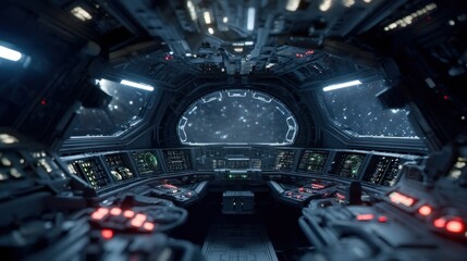 Fototapeta premium Spaceship cockpit interior