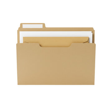 A single manila file folder, slightly open to show crisp white papers and a layered manila envelope, on a plain white backdrop with soft studio lighting, professional office efficiency concept