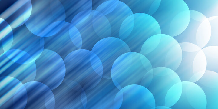 Abstract blue background with circular bokeh and light streaks