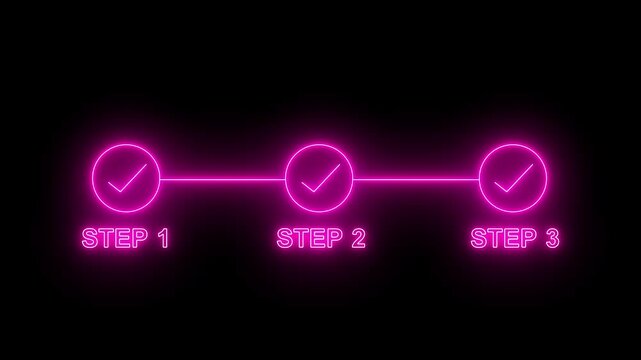 3 step infographic process with check mark 4k video