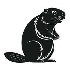 Black silhouette icon of a cute standing beaver © MOSTSHIMA