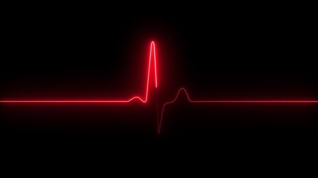 Neon heartbeat and pulse rate animation. Heartbeat monitor ECG line monitor showing heart pulse One pulse line. ECG heartbeat monitor, ECG monitor, Heart beating and pumping 4k video
