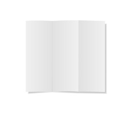 Naklejka premium Blank Vector mock up featuring clean white pages, realistic 3D rendering with soft shadows ideal for showcasing custom cover artwork and branding materials.