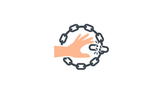 Hand breaking free from chain link.